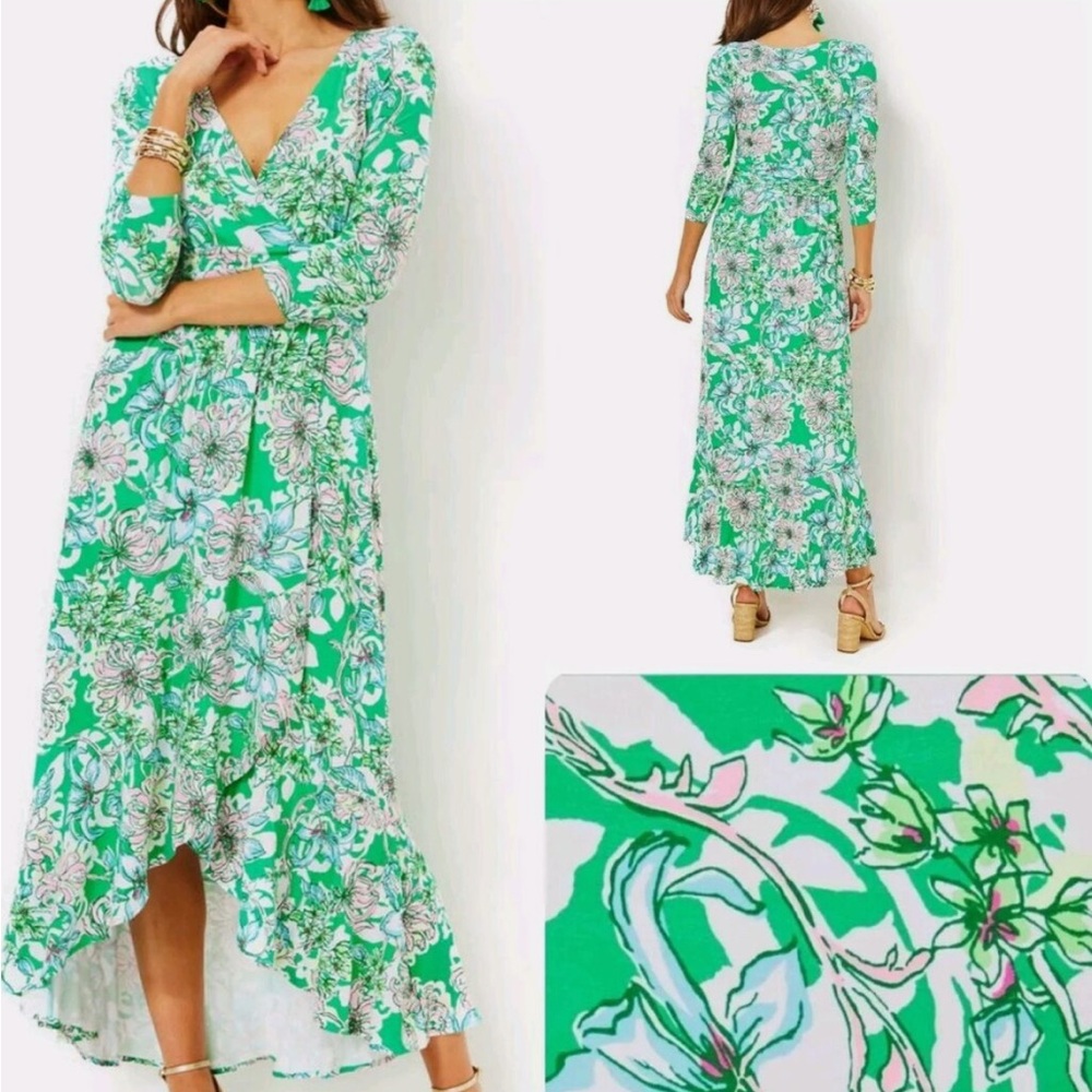 Lilly Pulitzer Size XL Moana Maxi High Low Dress 3/4 Sleeves